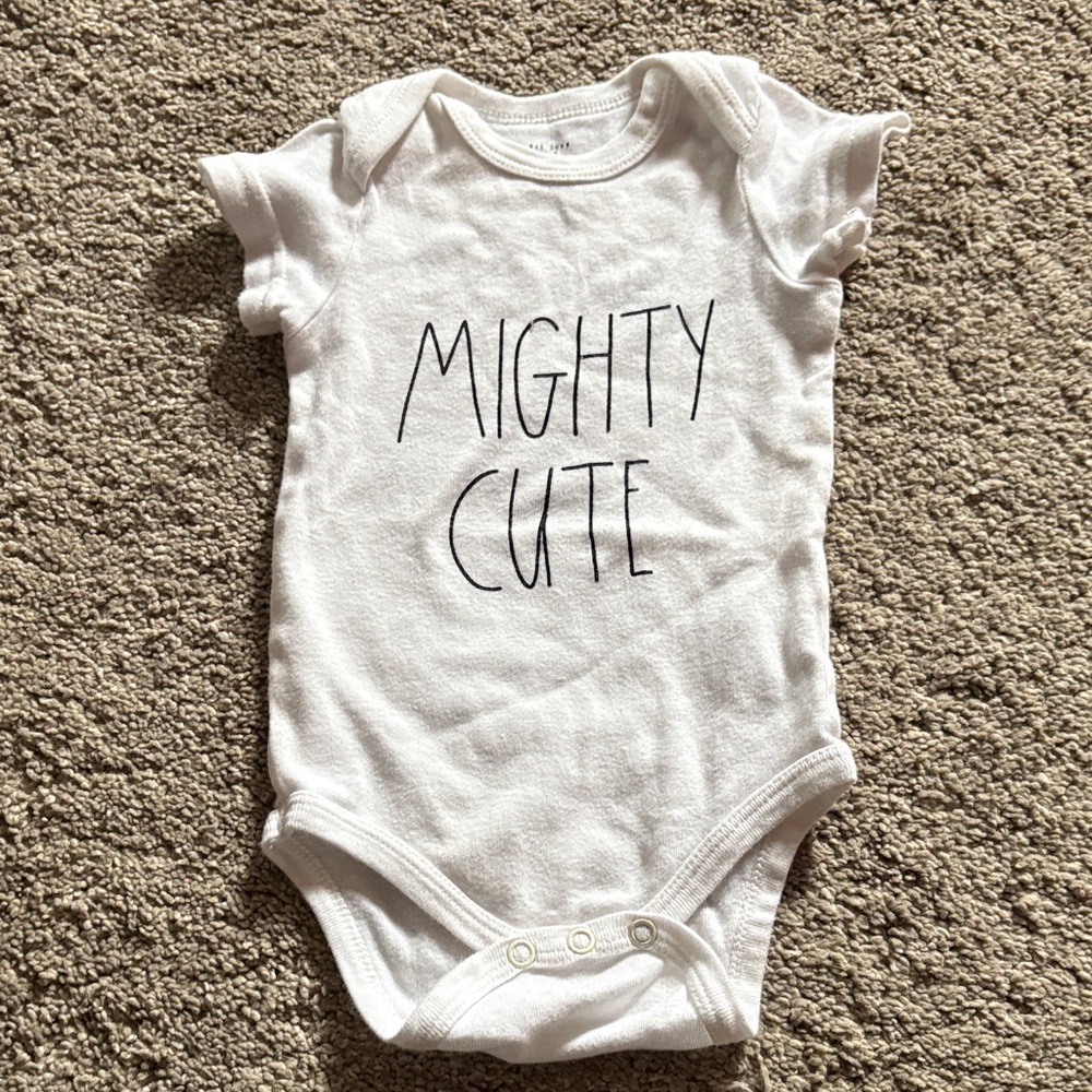 Rae Dunn White 'Mighty Cute' Bodysuit